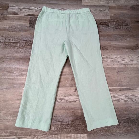 NWT Talbots Linen Pants Mint Green Straight Leg High Rise Summer 10 - Picture 4 of 6